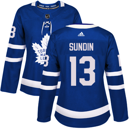 Adidas Maple Leafs #13 Mats Sundin Blue Home Authentic Women's Stitched NHL Jersey - Click Image to Close